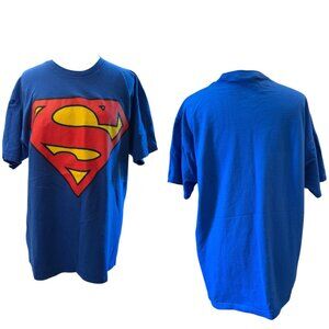 VTG Superman Shirt Men XL Blue Warner Bros Superhero Comic Con Nerd 2001